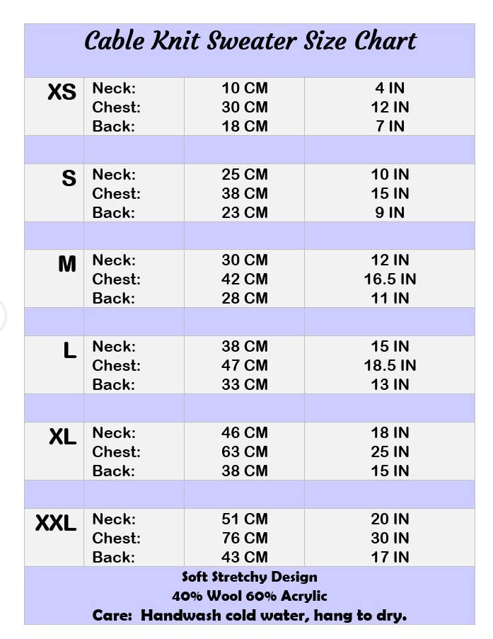 Cable Knit Sweaters for Pets